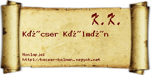 Kácser Kálmán névjegykártya