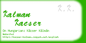 kalman kacser business card